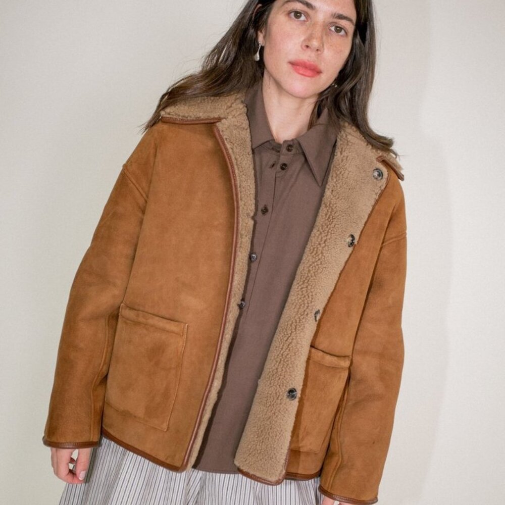 Cawley Avis British Sheepskin Jacket in Natural, Size M